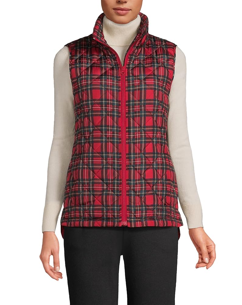LifeShe Women Plaid Puffer Vest Sleeveless Jacket Zip Up